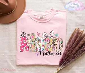 Comfort Colors He is Risen Shirt, Bible Verse Shirt, Easter Shirt, Happy Easter Shirt, Easter Long Sleeve, Jesus Lover Shirt, Easter Gift - LORA ATCHER