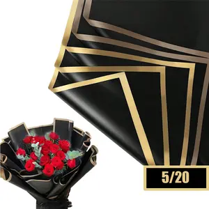 5/20pcs Flower Wrapping Paper, Waterproof Dual-Sided Rose Gold Edges, Packaging, Gift Wrapping Supplies, Korean Style DIY Craft Gift Wrap Decorations