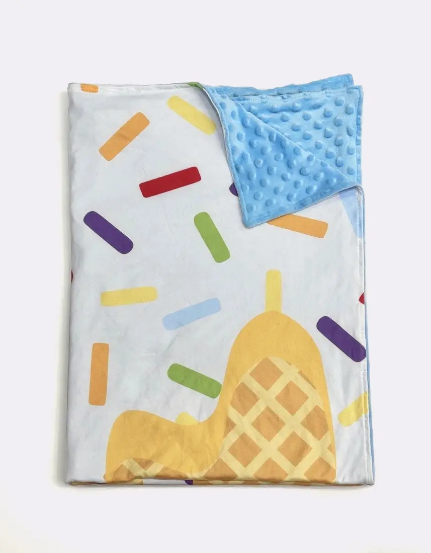 Kids' Minky Baseball Ice Cream Printed Food Themed Blanket, Soft Children's Bedding Linen, Printed Blanket