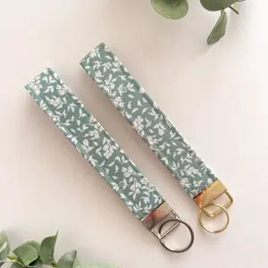Teal Floral Keychain Wristlet