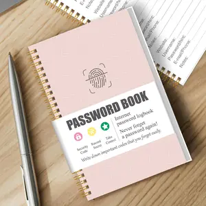 A6 Mini Password Notebook, Coil Bound Account Password Manager, Includes Website Username Password Reminder, Email Phone Notes Page
