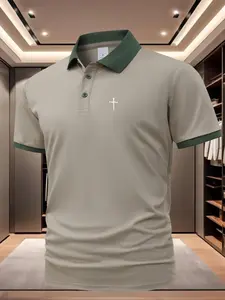 Needle Cross [Golf Style] Men's Professional Polyester Polo Shirt, Sports and Leisure, Stylish and Comfortable, Classic Short Sleeve, Men's Wear resistant and Durable, Multi color in