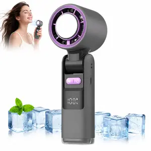 4-in-1 Portable Handheld Turbo Fan with 100 Speed Settings, 21000 RPM High Speed, Digital Display, 120° Rotatable, USB Rechargeable Long Lasting Mini Personal Fan for Travel Office Desk Indoor Use Built-in lighting