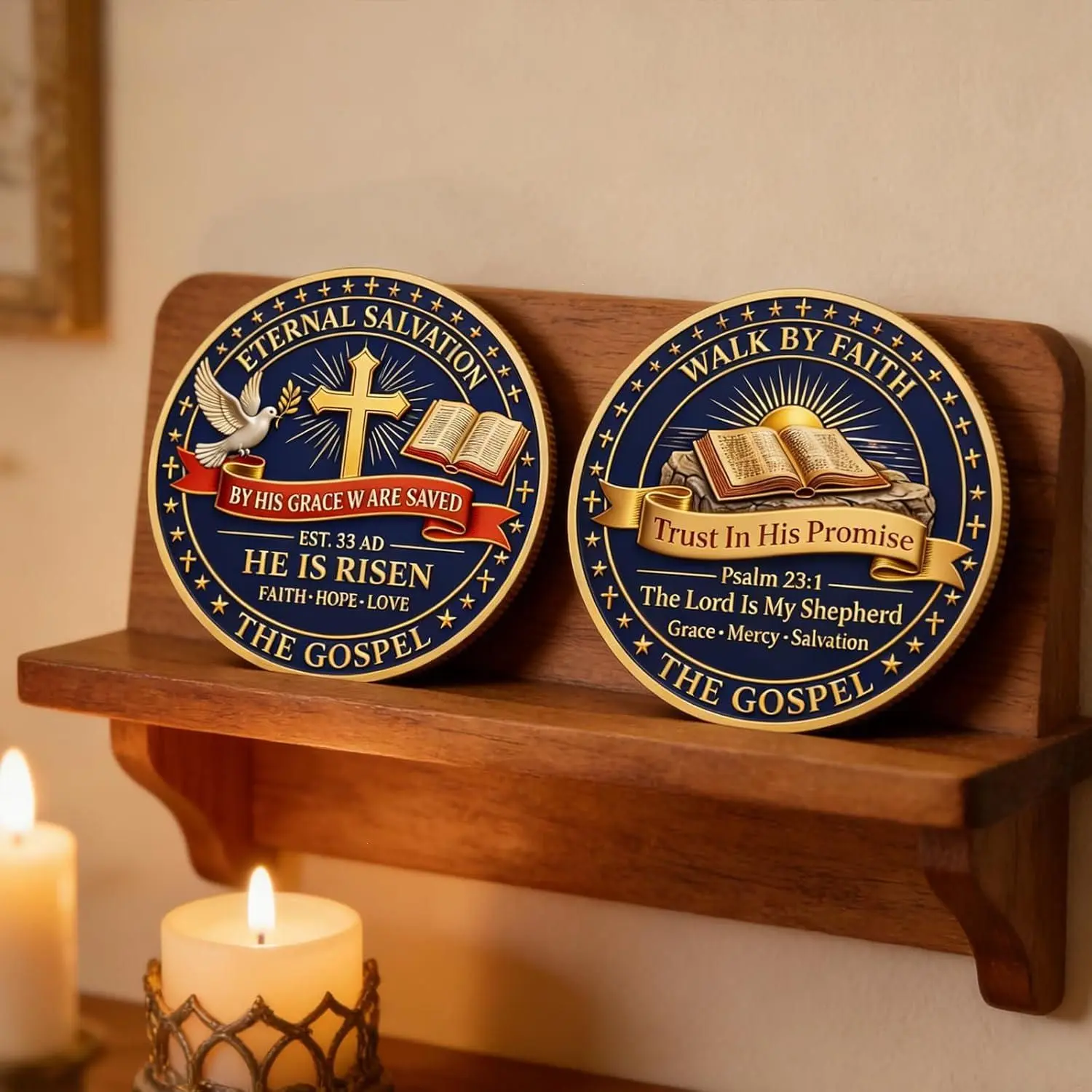 Christian Commemorative Coin A Timeless Symbol of Faith & Salvation, Bible Verses Religious Coin with Cross, Christian Challenge Coin