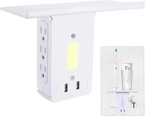 Outlet Extender Surge Protector 8 Port 6 Outlet 2 USB Shelf Night Light