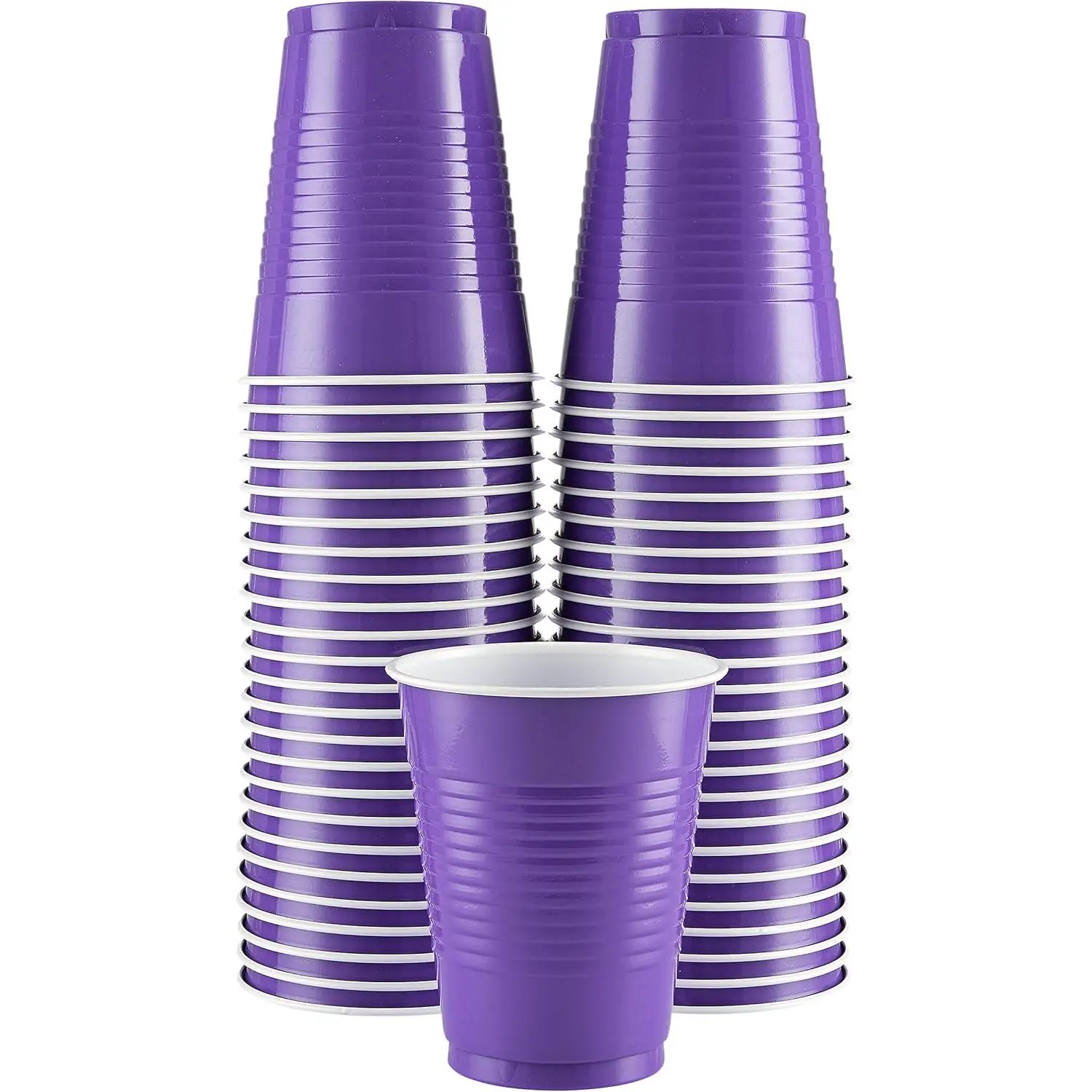 Disposable Cups, Purple 18-Ounce Plastic Party Cups,  and Sturdy for Wedding, Christmas, Halloween, 50 Pack