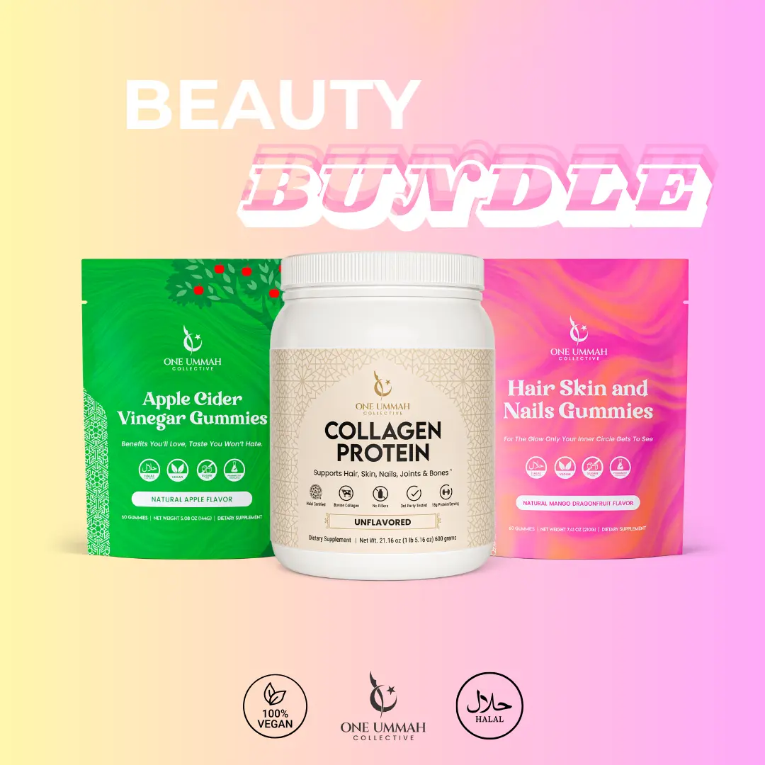 BEAUTY BUNDLE - Hair skin and Nails Gummies , Collagen Protein Powder, Apple Cider Vinegar Gummy Vitamins, Supplement, Hydrolyzed Multi Collagen