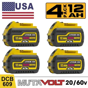 4Pack/2Pack/1Pack 12.0Ah 20V/60V Replacement forDewalt 60V Flex-Volt MAX Battery DCB606 DCB609 DCB612for Dewalt 20V/60V Cordless Power Tools