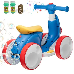 【IHUESHO】Electric Bubble bike / Electric Bubble Bike Ride-On, 4-in-1 Balance Bike Toy with Remote Control, Pedal Mode & Automatic Bubble Blower, Blue Gift for Toddlers Age 1-3 PInk Gift for Toddler