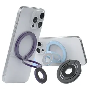 2026 MagSafe Phone Ring Holder, Double-Sided Magnetic Ring Stand for iPhone 16 15 14 13 Plus Pro Max, 360° Rotation Triple Foldable Kickstand, Strong Magnet Grip for Gym Gym Equipment & Car Mount