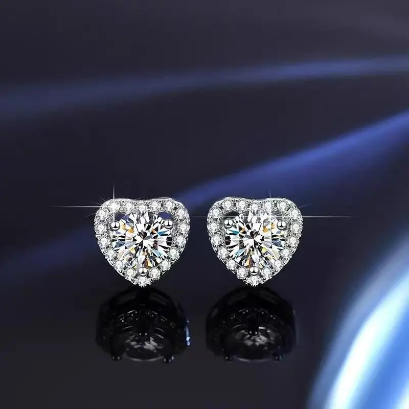 T101 6.5mm Moissanite Stud Earrings, 925 Sterling Silver Post, Sparkling Daily & Bridal Jewelry