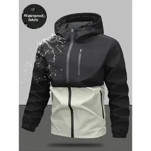 YYK brand Men's Regular Fit Zip-Up Hooded Jacket, Casual Long Sleeve Windbreaker for Spring & Fall, Fashion Men's Outerwear for Daily Wear, Windproof Casual Jacket