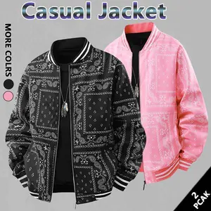 Men's casual paisley sports jacket, vintage lightweight bomber baseball collar jacket, classic fabric, men's fashion, men's jackets, streetwear, men's clothing, today's fashion