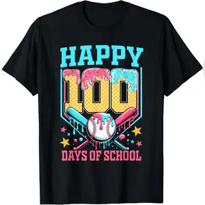 100 Days Of School Baseball Drip 100th Day Of School T-Shirt Comfy Everyday T-Shirt