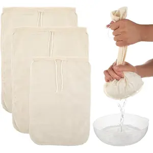 3 Pack Cotton Nut Milk Bags Fine Mesh  Cheese Cloth  Yogurt Strainer Cheesecloth Bag Cold Brew Bags for Cheese Making Coffee Straining Juice Juicing