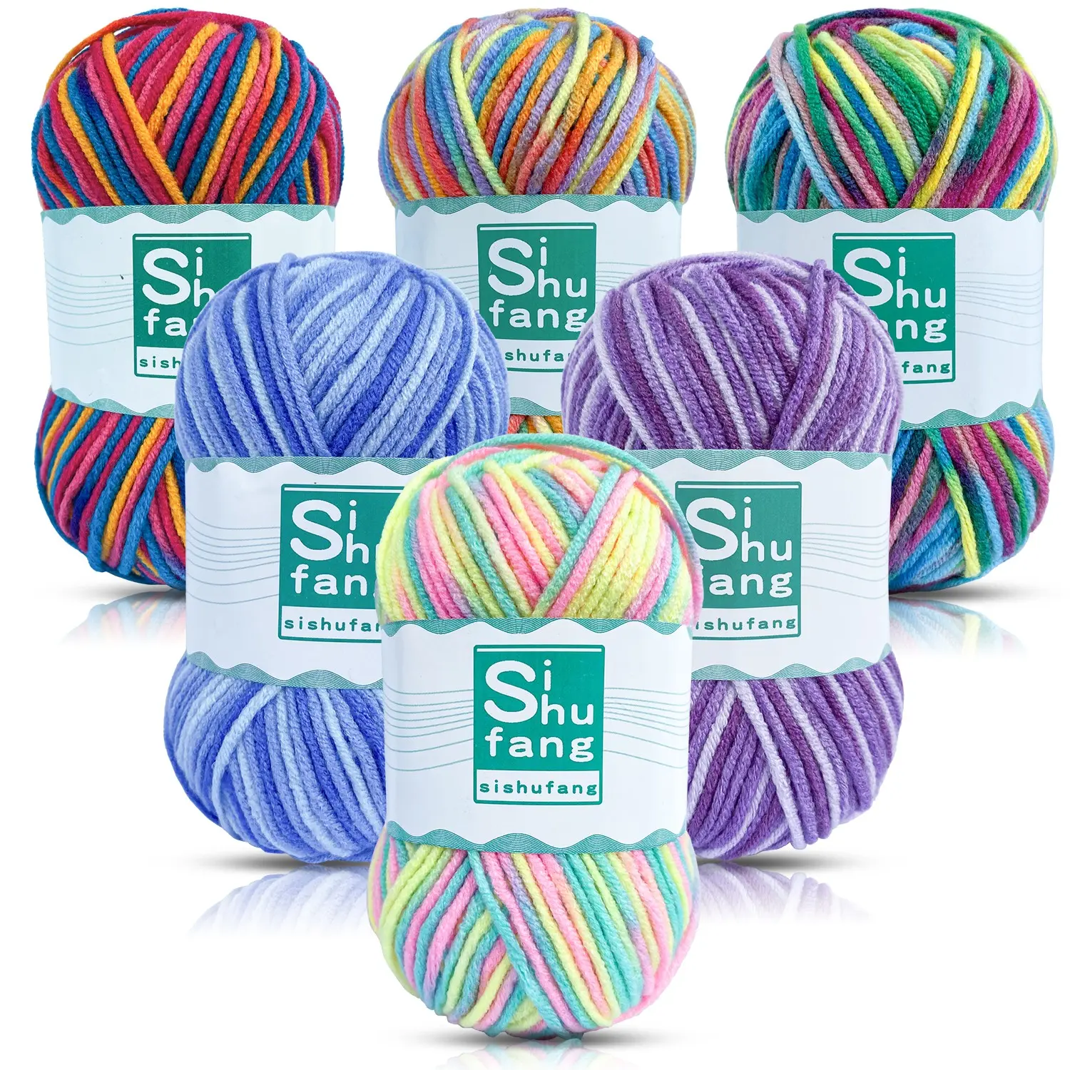 Gradient Acrylic Yarn 6-Pack, Multi-Functional DIY Handmade Knitting Thread, Ideal for Sweaters, Hats, Scarves, Bags, 48g X 6, Knitting Kit