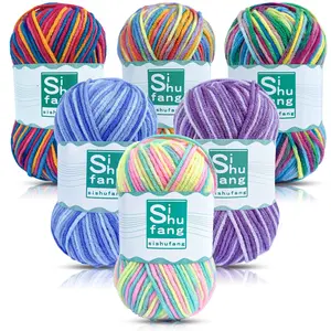 Gradient Acrylic Yarn 6-Pack, Multi-Functional DIY Handmade Knitting Thread, Ideal for Sweaters, Hats, Scarves, Bags, 48g X 6, Knitting Kit