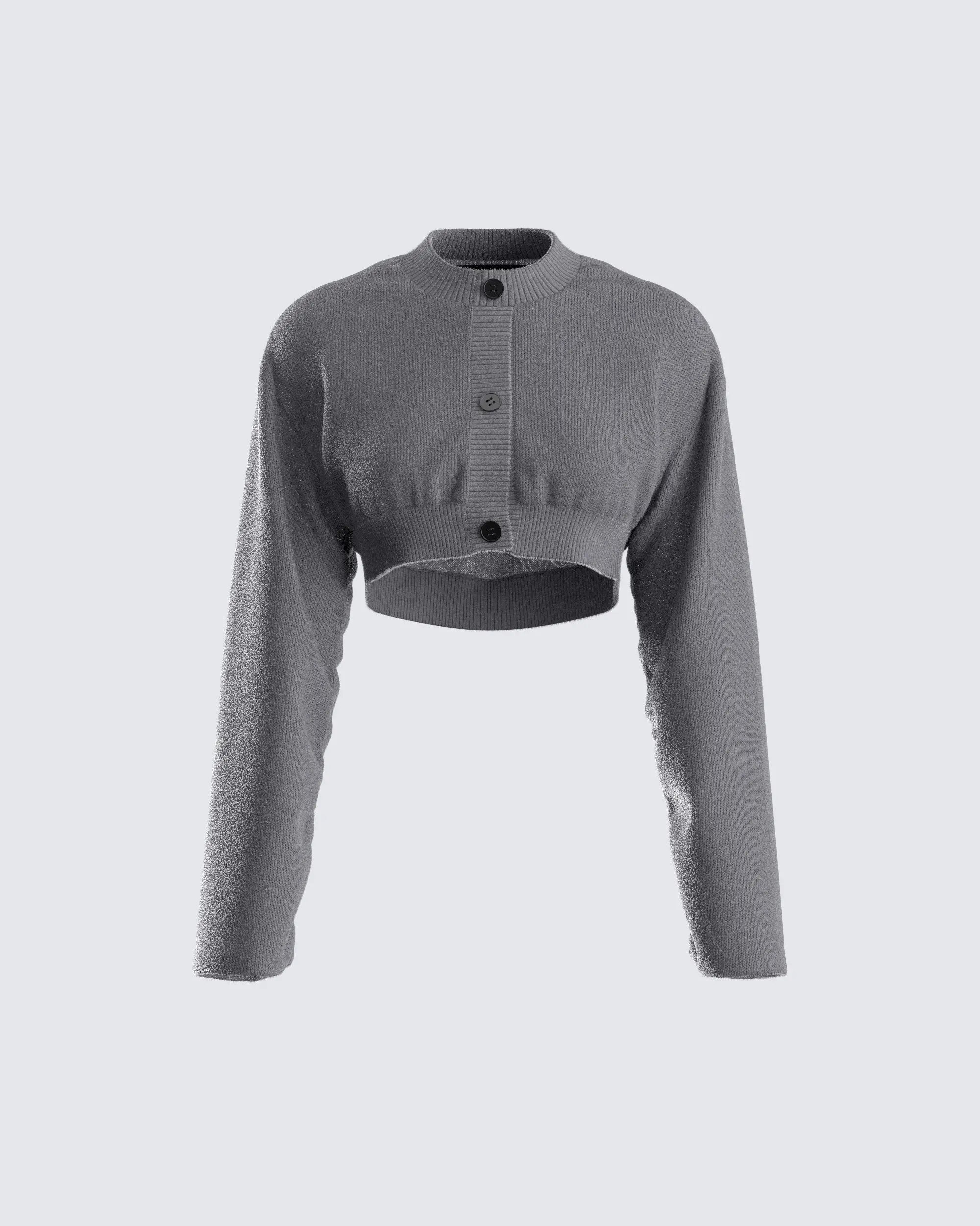 Lady's Basic Casual Fitted Grey Svetlana Knitwear Cardigan - Long-Sleeve, Comfort-Fit Design