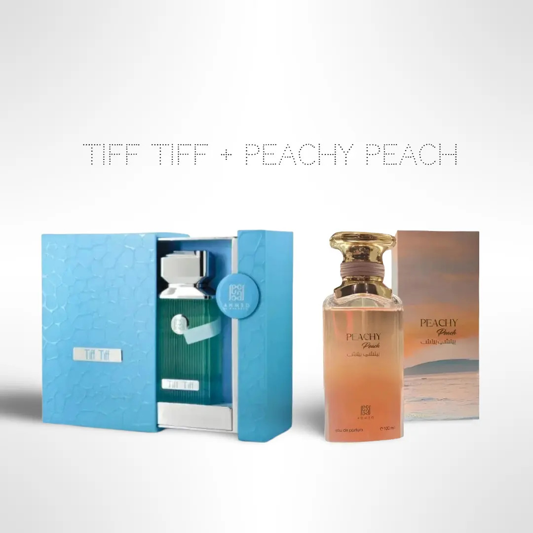Lattafa Tiff Tiff + Peachy Peach by Ahmed Al Maghribi Unisex Floral Eau de Parfum Multi-Pack, 100ml (3.4 oz) Each, Daily Wear Fragrance Bundle