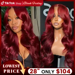 Burgundy 9x6 Gluelsss Wigs Body Wave Human Hair Wigs 99J Body Wave 13X6 Lace Frontal Wig Brazilian Colored Body Wave Lace Wig Pre Cut Pre Plucked For Black Women TikTokShopHolidayHaul