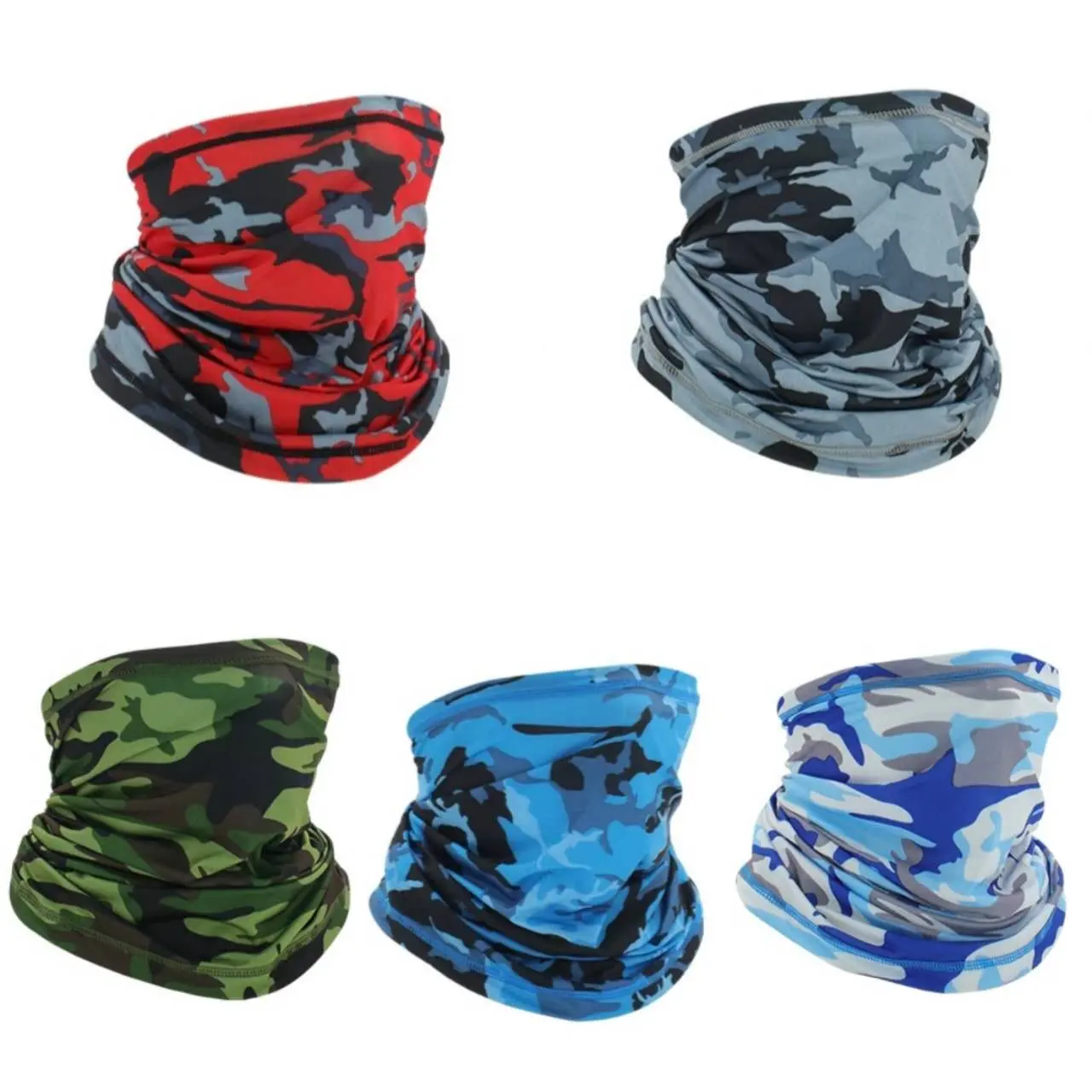 5 Pcs/Set Ice Silk Magic Bandana, Breathable Cooling UV Protection Face Cover, Sweat-Absorbing Outdoor Sports Mask, Neck & Head Cover for Men & Women, Breathable Face Cover