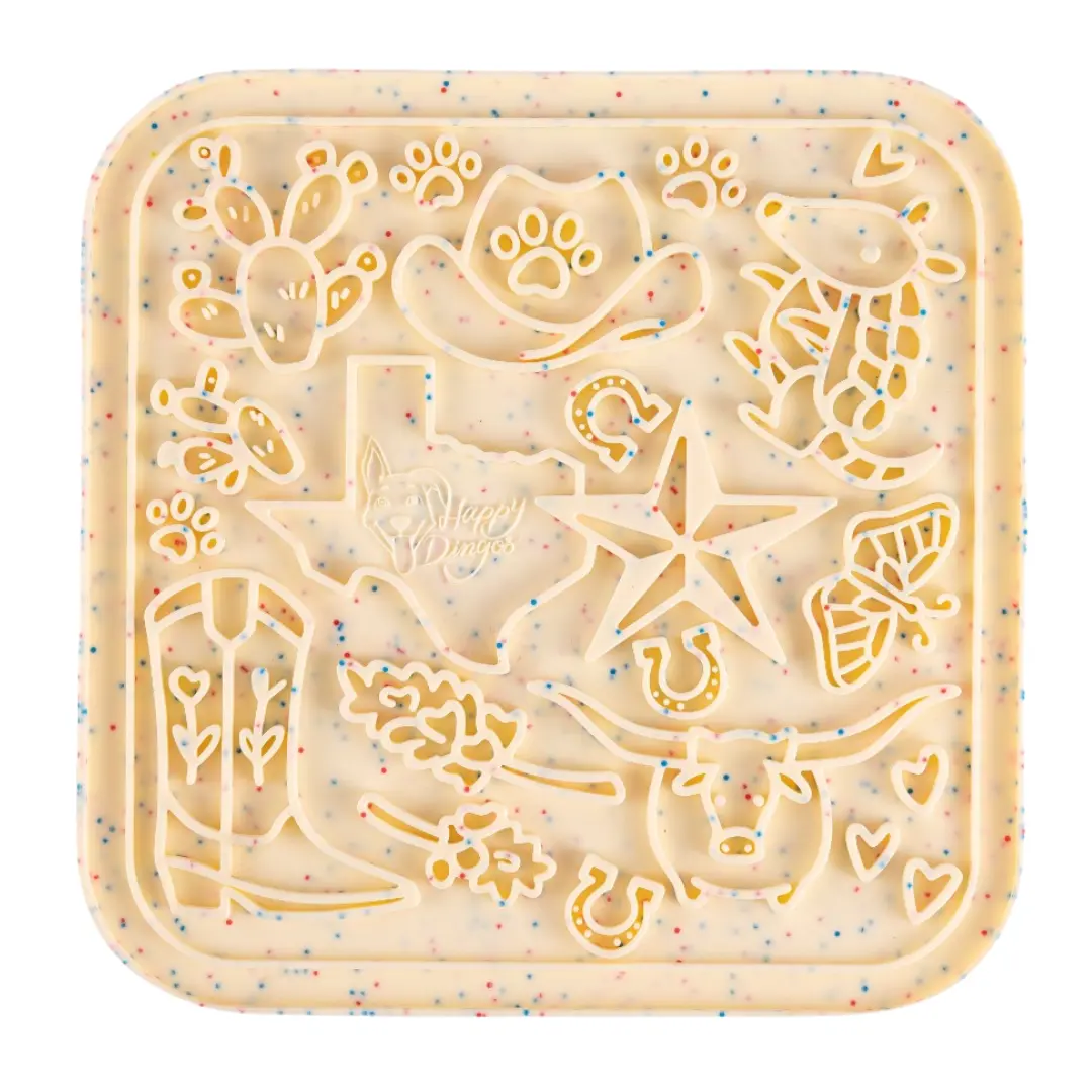Happy Dingos Howdy Ya'll – Texas-Themed Calming Lick Mat for Dogs, BPA-Free Silicone