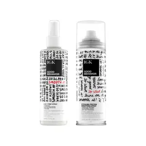 IGK SMOOTHING FRIZZ FIGHTERS BUNDLE | Good Behavior 4-in-1 Prep Spray + Good Behavior Smoothing Spray