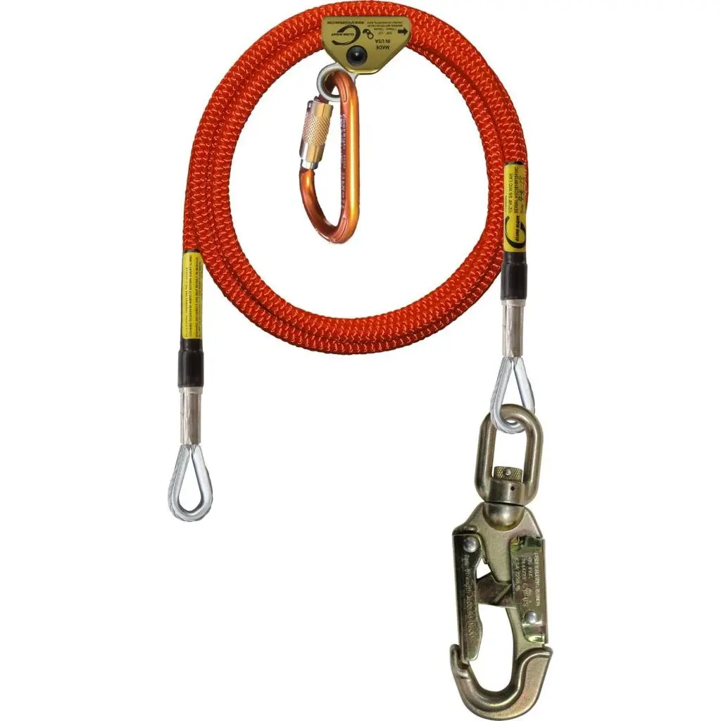 Climb Right 1/2" Wire Core Lanyard KIT w/ Double Locking Swivel Snap