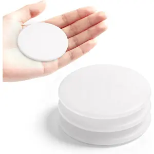 White Door Stoppers for Wall, 3.15" Round Door Knob Wall Protector with Stronge Adhesive, Door/Cabinet Bumper, Soft  Crash Pads-Quiet Door Opening, 4 Pack