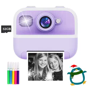 Kids Camera Instant Print, Christmas Birthday Gifts for 3-12 Year Old Boys & Girls, 16X Digital Zoom & 1080P Video Selfie Digital Camera with 3 Roll No-Ink Print Paper and 32GB Memory Card, Children's First Enlightenment Camera Toy