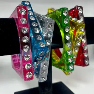 Y2K Clear Bangles | 2000s Jewelry Bracelets & Bangles | Rhinestone Bangles | Plus Size Friendly | Vintage versatile