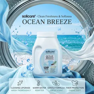 D-Solicare-Ocean Breeze-6 in 1 Stain Fighting Odor Eliminating Ocean Breeze 138 Paks Multi-Chamber HE Compatible Laundry Detergent Pods for All Washing Machines