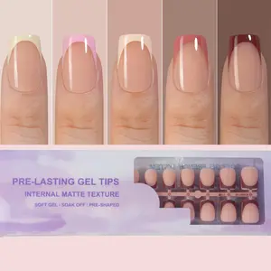 150pcs French Gel Nails, Skin Tone Almond Press-On Nails, Short Square Tips, Soft Gel False Nails, Acrylic Extension, Summer Nail Decor for Women, Diy Fake Nails