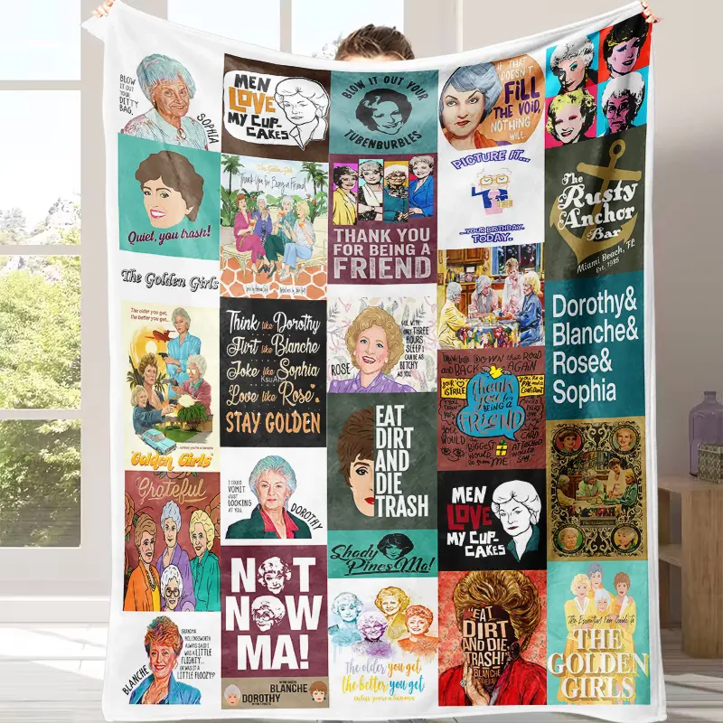 Countdown Sale! The Golden Girls Inspirational Quotes Blanket - Cozy & Stylish Modern Friends-Themed Throw, All-Seasons Bedding, Ideal Gift, Room Decor Accent