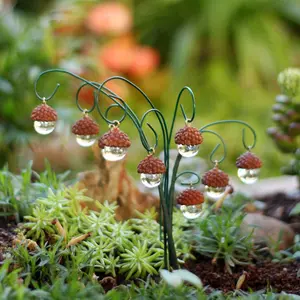 9 Piece Pinecone Water Drop Hanging Ornaments, Creative Garden Bonsai Decorations, Grass Decoration, Transparent Resin Crafts, Garden Accessories