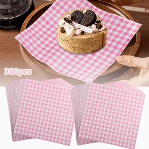 300pcs Checkered Wax Paper Sheets 7x7 Inch Food-Safe Deli Wrap for Sandwiches Burgers & Food Basket Liners Kitchen Dining Supplies Camping Gear Tiktokshopspringglowup Beach Essentials