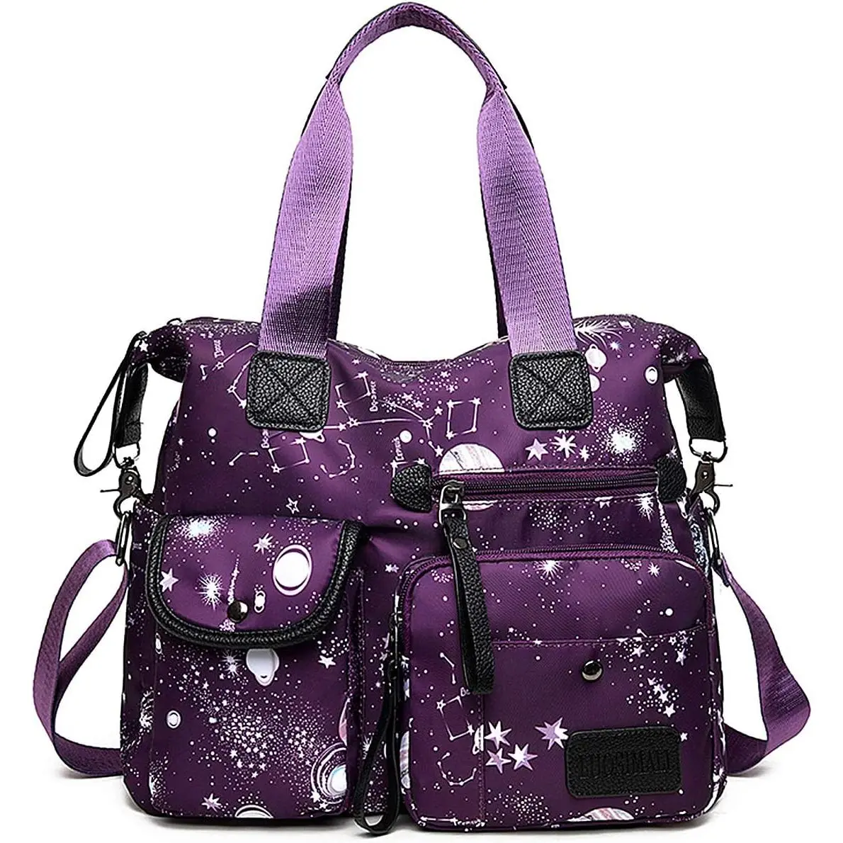 Tote Bag for Women,Multi Pockets Shoulder Handbag,Nurse Bag for Work,Large Cross body Purse,Fashion Nylon Top Handle Satchel