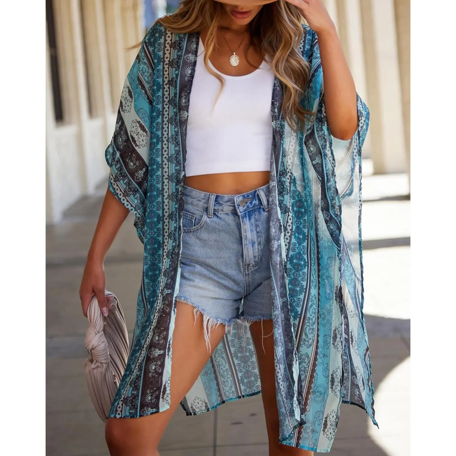 Women's Summer Beach Kimono Swimsuit Cover Up - Loose Casual Cardigan for Swimwear Lightweight Flowy Beachwear Perfect for Poolside Vacation Resort Wear Sun Protection Stylish Beach Coverup Women's Summer Beach Kimono Swimsuit Cover Up - Loose Casual Cardigan for Swimwear Lightweight Flowy Beachwear Perfect for Poolside Vacation Resort Wear Sun Protection Stylish Beach Coverup