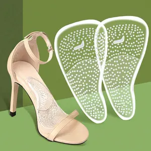2Pcs Self-Adhesive Transparent Silicone Arch Support Insoles, Dotted Massage Forefoot Shoe Pads, Anti-Slip Pain Relief Foot Cushion Inserts for High Heels, Pumps & Open Toe Sandals