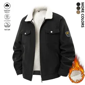 Men's Winter Fleece Jacket with Sherpa Lining, Thick Warm Casual Coat, Trendy Versatile Vintage Outdoor Sportswear