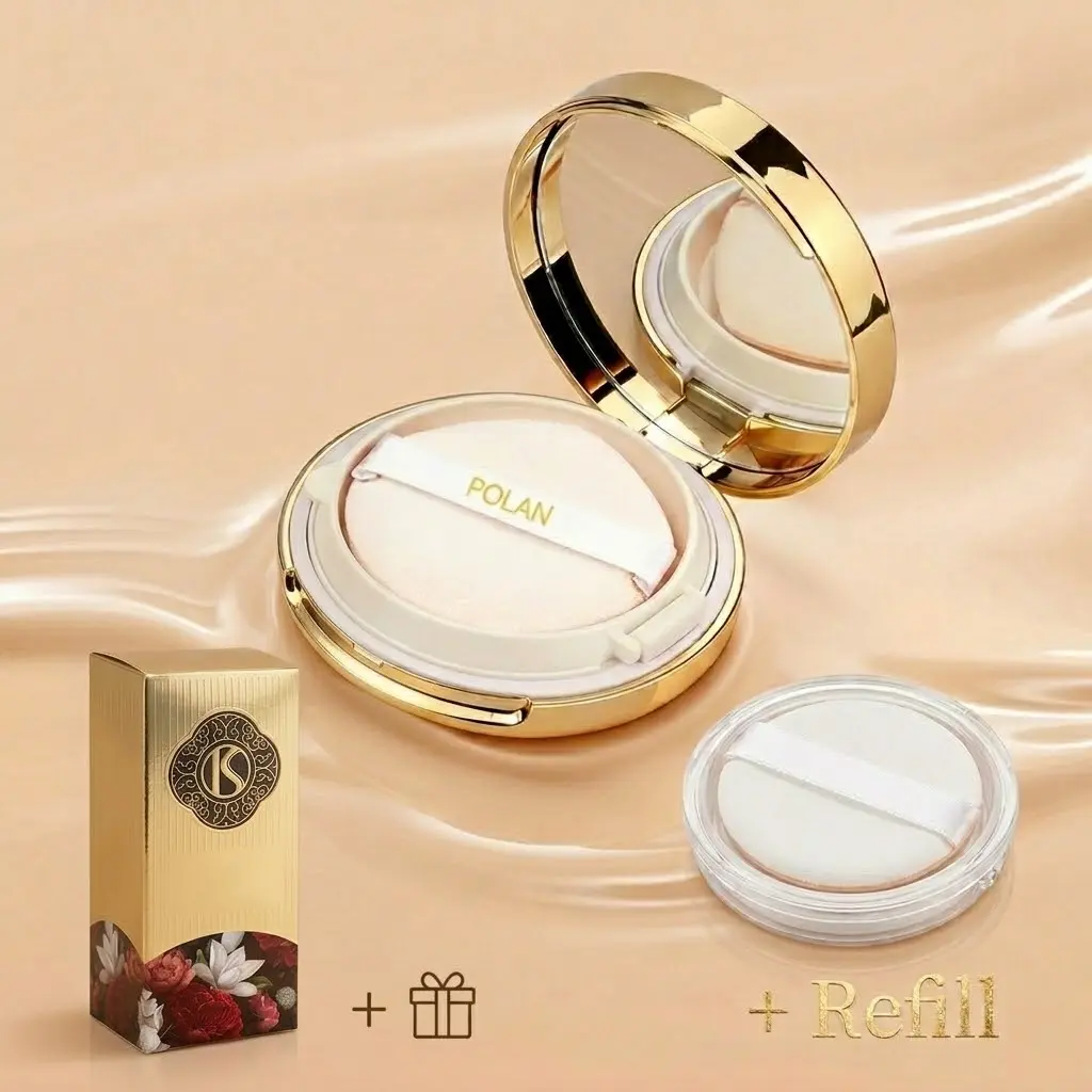 Cushion Foundation with Refill, Lightweight Natural Glow Makeup Cushion Compact, Buildable Coverage Long Wear Face Makeup
