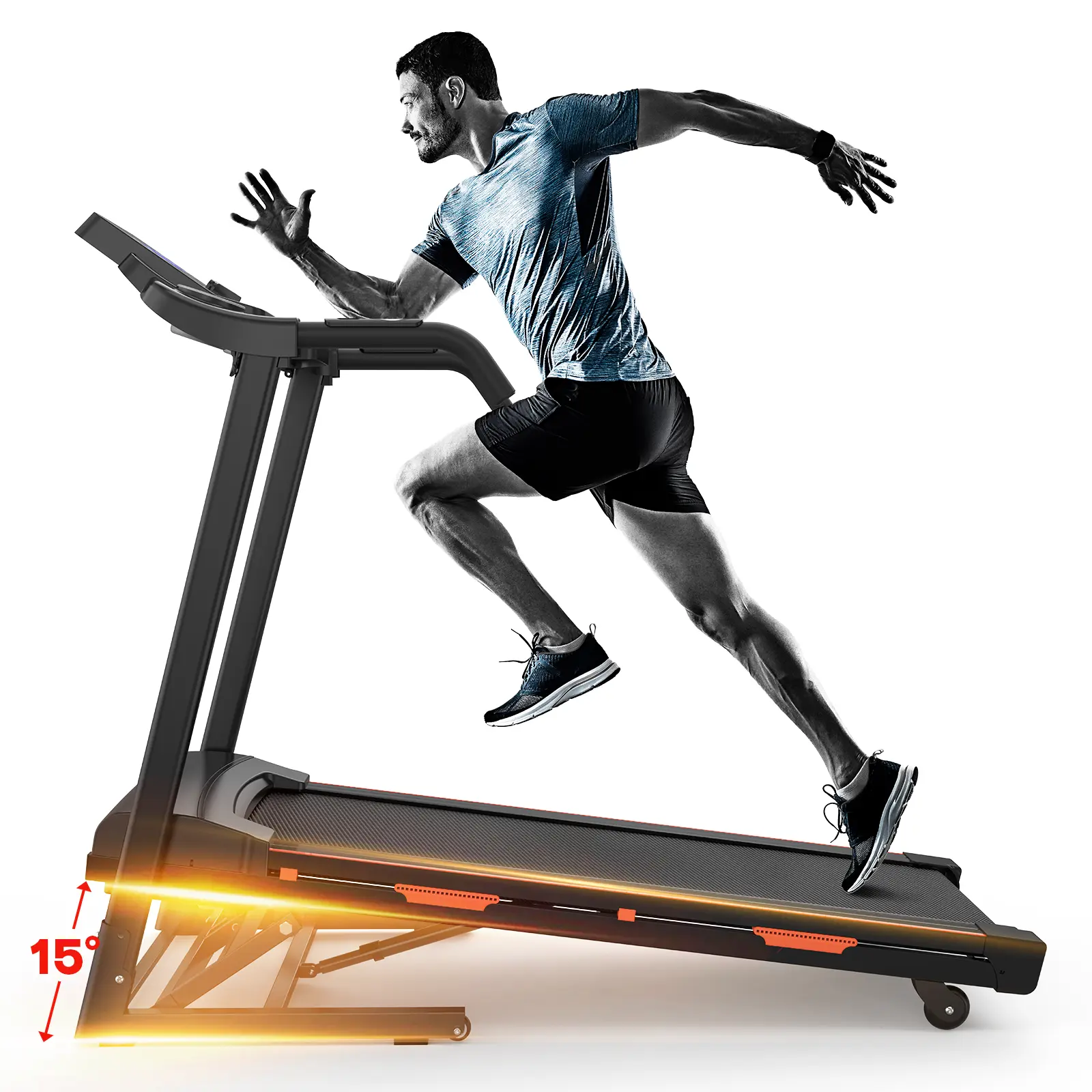 JK8806F 3.5HP Auto Incline Foldable Treadmill | LED Display, Pad Holder, Safety Key, Easy Move Wheels for Home Workout