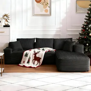 【2Package Delivery】AVENIX Boneless Sectional Couch - Modular Cloud Sofa for Living Room, Soft Corduroy Sofa with Deep Seat & Throw Pillows, Cloud Sectional Couches for small space couch, Sofas Para Sala - No Assembly Required Sofa Bed Couch.