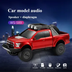 WS-589 pickup truck style car model Bluetooth speaker, supports USB, TF card, AUX and FM stereo, subwoofer, wireless Bluetooth function, suitable for home, outdoor parties, suitable for gifts and other occasions.