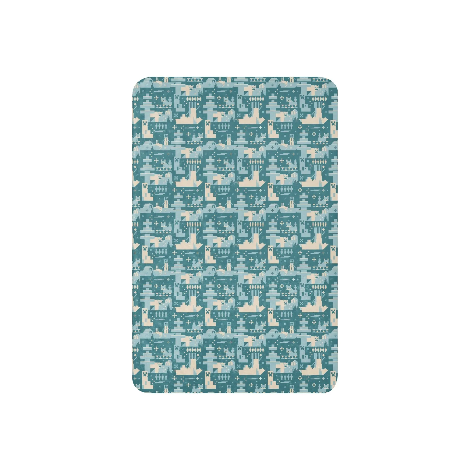 Minecraft Blue Holiday Pattern Sherpa Blanket
