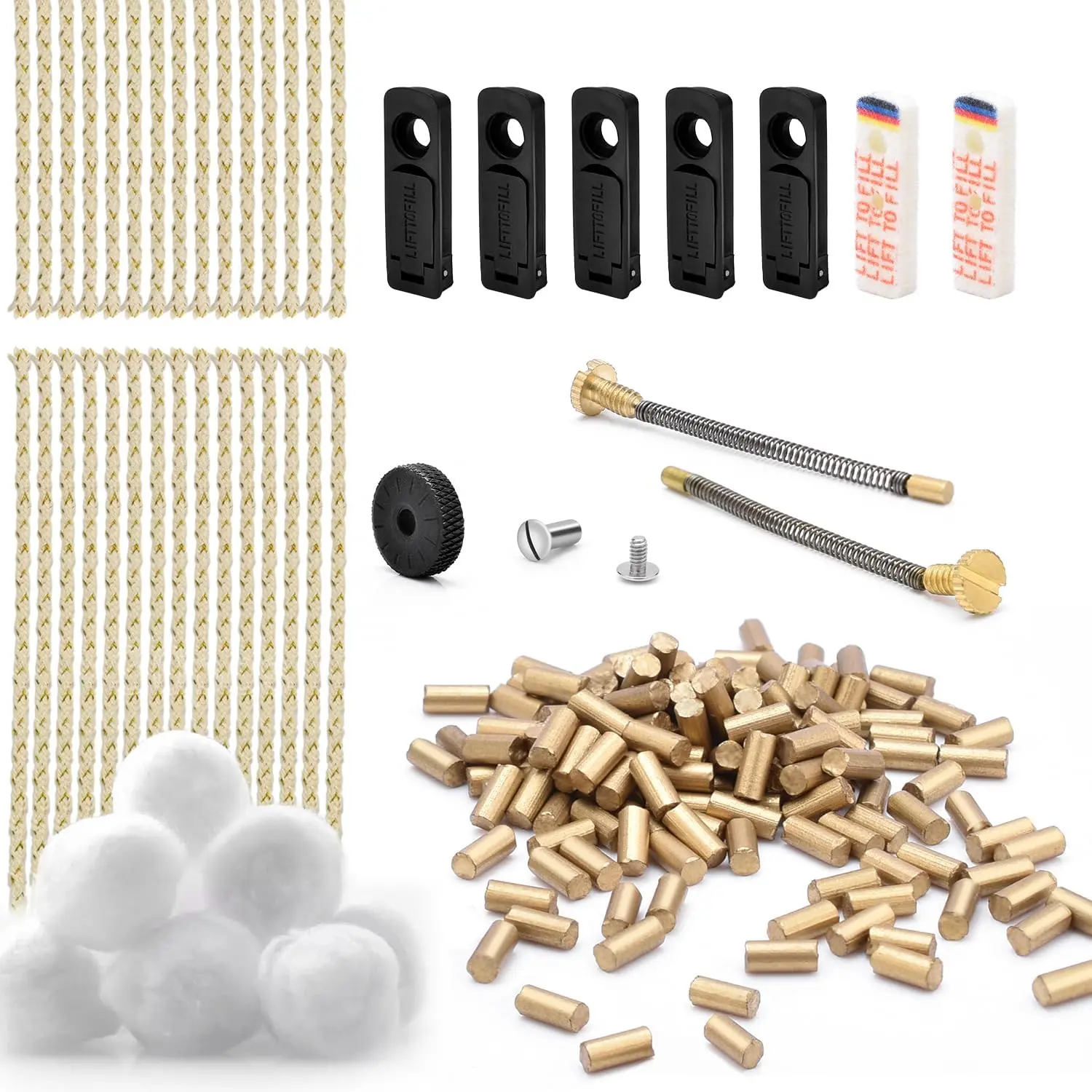 Forzipo A# Petrol Fuel Lighter Repair Kit Accessories - 1pcs Flint Striker Wheel, 2pcs Springs, Cerium Rod, 12pcs Wadding Cotton, Cotton Wick, Rubber Gaskets for Classic Models, Multiple Sets Available