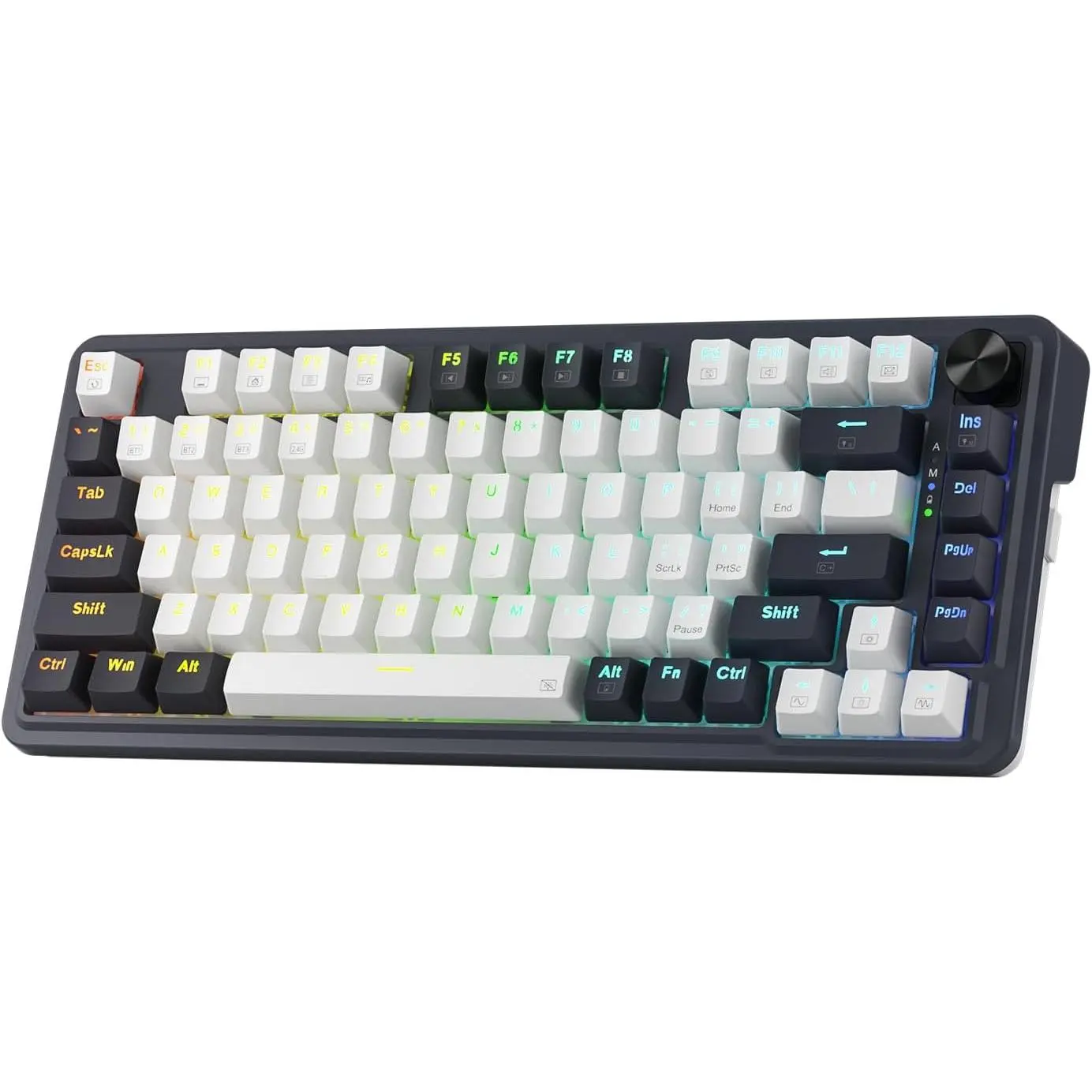 Redragon K673 PRO 75% Wireless Gasket RGB Gaming Keyboard, 3-Modes 81 Keys Compact Mechanical Keyboard Hot-Swap Socket, Dedicated Knob Control and Sound Absorbing Pads, Linear Red Switch