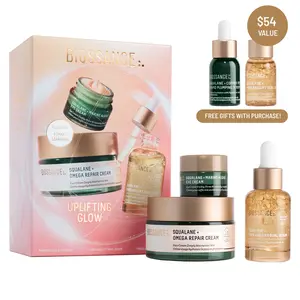 Biossance Uplifting Glow Holiday Set, Firm and Lift Serum, Marine Algae Eye Cream, Omega Repair Cream ($112 value)