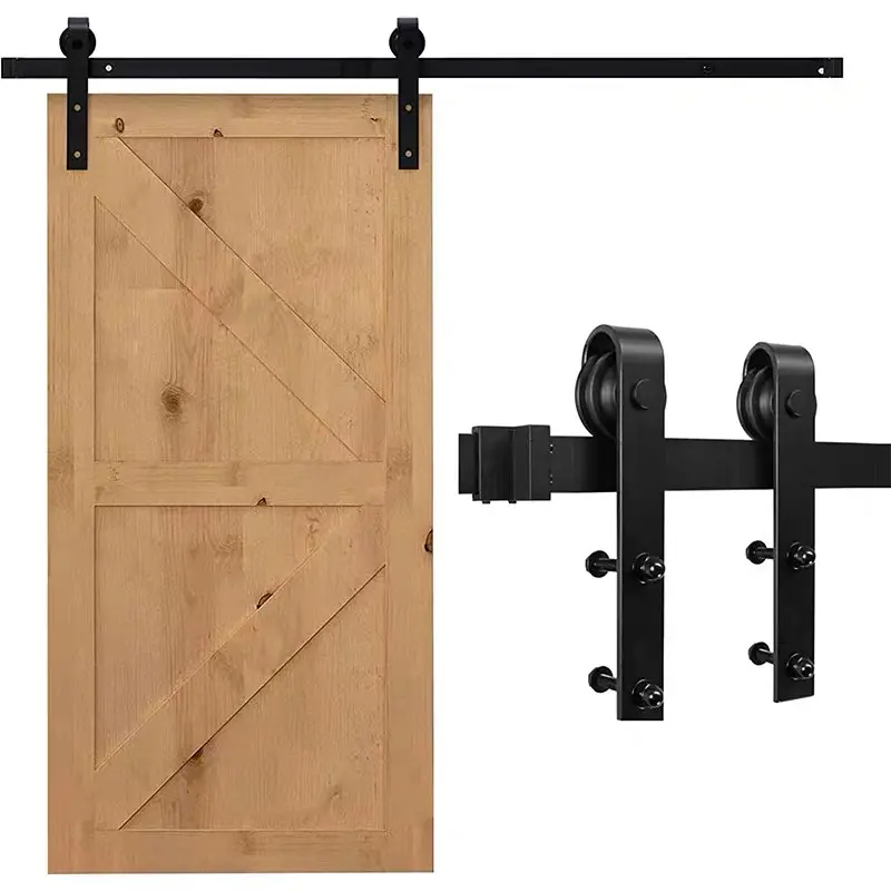 40 Inch Matte Black Steel Barn Door Hardware Kit – Heavy Duty Sliding Track, 300LBS Capacity, Quiet Roller for Farmhouse Wood & Wooden Interior Doors, Kitchen Utensils Equipment, Accurate Measure :Tired of closet doors that stick or squeak （No door）