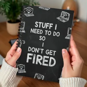 Humorous Toroidal Spiral Notebook - "Things I Must Accomplish to Keep My Job" Witty Design, Single Piece, Ideal Present for Friends, Colleagues, Both Men And Women, Office Supplies, Work-Related Theme, Spiral Binding, Spiral Bound Notepad